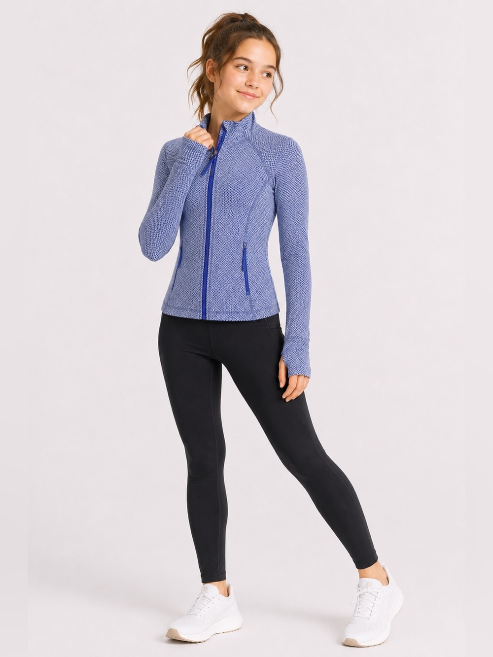 Athleta XXS Running Jacket Blue Full Zip Teen Girls XL 14 16